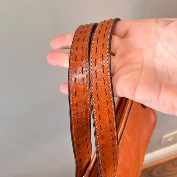 Fossil Brown Leather Handbag With Key Charm & Stitched Handles - Picture 8 of 10
